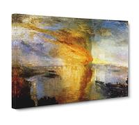 J.M.W. Turner The Burning of the House of Lords Canvas Print | Gallery Wrapped 30mm Frame Wall Art | 20x14 inches | Ready to Hang | Classic Picture | Living Room Bedroom Lounge Office