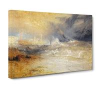 J.M.W. Turner Waves Breaking Against the Lee Shore Canvas Print | Gallery Wrapped 30mm Frame Wall Art | 24x16 inches | Ready to Hang | Coastal Seascape Picture | Living Room Bedroom Lounge Office