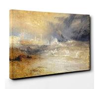J.M.W. Turner Waves Breaking Against The Lee Shore Canvas Print | Gallery Wrapped 30mm Frame Wall Art | 30x20 inches | Ready to Hang | Coastal Seascape Picture | Living Room Bedroom Lounge Office