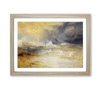 J.M.W. Turner Waves Breaking Against the Lee Shore Classic Painting Framed Print | A4 Oak Framed Wall Art | Ready to Hang | Classic Beach Picture | Living Room Bedroom Lounge Office