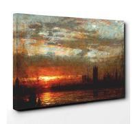 J.M.W. Turner Westminster Sunset Canvas Print | Gallery Wrapped 30mm Frame Wall Art | 30x20 inches | Ready to Hang | Contemporary Landscape Picture | Living Room Bedroom Lounge Office