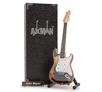 J Mayer | Guitar Black 1 - Miniature Guitar Replica - Music Gifts - Handmade Ornamental 1/4 Scale - Includes a Display Box, Name Tag and Miniature Guitar Stand
