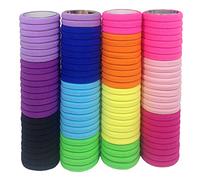 J-MEE MEI Se 178 100 Piece Assortment Green, Multicolor Cotton Elastic Hair Bands for Thick, Curly, Straight, Thin Hair