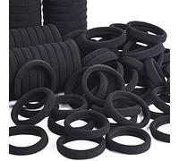 J-MEE Thick hair ties Hair Bands 100PCS Seamless Cotton Simply Ponytail Holders Headband Scrunchies Hair Accessories No Crease Damage for Thick Hair (black)