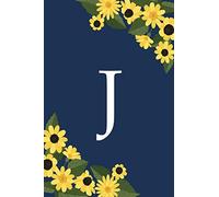 J: Monogram Sunflower Journal Personalized Notebook Initial Letter For Women And Girls, Journal With Navy Soft Floral Cover, Lined Notebook, 120 Pages ... for School Notes, Diary Writing, Journaling
