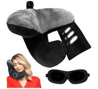 J-Pillow and Scarf + Sleep mask, Travel Pillow for Airplane - Ultimate Luxury and Complete Support - British Invention of the Year - Black/Silver.