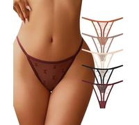 J-pone G-String Thongs for Women T-back Lace Hollow Out Low Waist Thongs Breathable Cheeky Sexy Underwear Panties 5Pack, 5 Pack Multicolor, L