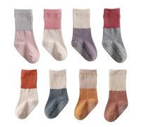 J Poqobog Baby Girls Boys Socks infant Cotton Crew Socks for newborn Non Slip/Anti Skid Toddler Knee-high Socks set