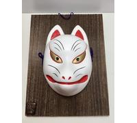 j-pure hitomi Kabuki Fox Mask (Kitsune) with Wooden Display Board, Wall Décor, Traditional Japanese Lucky Charm & Auspicious Ornament Made in Japan S02-50