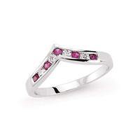 J R Jewellery Ruby Wishbone Ring Eternity Wedding Solid Silver Platinum Plate 925 Hallmark/Size: M