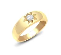 J R Jewellery Solitaire Band 9ct Yellow Gold Engagement Ring, Gypsy Setting, 0.25ct Diamond (W)
