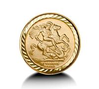 J R Jewellery St George Ring Solid 9K Yellow Gold Half Sovereign Size British Made Hallmarked/Size: O