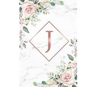 J: Rose Gold Floral Initial Monogram Letter J College Ruled Notebook for Notes & Writing - Personalized Medium Lined Journal & Diary for Women and Girls - Girly Pink Golden Girl Power Gift