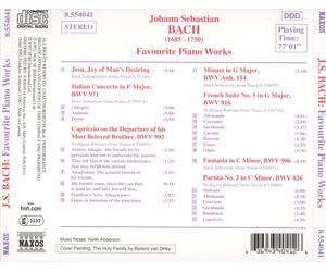 J. S. BACH: FAVOURITE PIANO WORKS NEW CD
