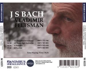 J.S. BACH: THE TWO PART INVENTIONS; THE THREE PART SINFONIAS; 6 PRELUDES; 4 DUET