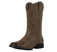J‘s.o.l.e Western Men’s Cowboy Boots Casual Dress Boots Square Toe Pull On Brown UK 6