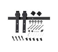 J-Shape Barn Door Hardware Kit, American Style Heavy Duty Sliding Track System, Rust Resistant Sliding Hanger Set with Full Accessories(1.83m(6FT))