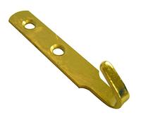 J Shape Heavy Duty Picture / Mirror Hooks - 2 Hole Electro Brass Various Pack Sizes