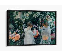 J Singer Sargent, Carnation Lily Lily Rose Canvas Floater Frame Print Picture Art - Black Frame 30 inch wide x 20 inch high