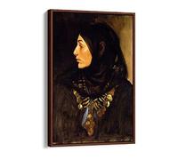 J Singer Sargent Egyptian Woman (Coin Necklace) Canvas Floater Frame Print Picture Art - Walnut Frame 16 inch wide x 24 inch high