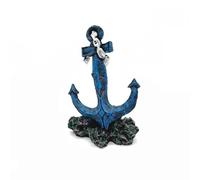 J-star Resin Anchor Aquarium Decor, Blue Nautical Fish Tank Ornament