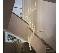 J.SUNUN LED Raindrop Chandelier Dimmable 18-Lamp Long 300CM Large Gold Crystal Spiral Chandeliers Ceiling Light Pendant Lamp Modern High Indoor Lighting for Dining Room Living Room Foyer Staircase
