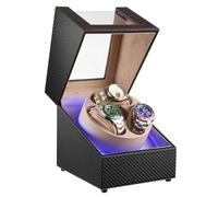 J&T Technology Watch Winder for Automatic Watches,Automatic Watch Winder with LED Light,Rotating Watch Case with Japanese Quiet Motor,4 Rotation Modes,USB Type C, Black TQW