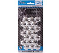 AUTO-STYLE J-Tec Set universal wheel nut/bolt covers - Chrome Synthetic Material - 19mm - set of 20+1 pieces