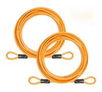 J-TECH DYNAMICS 5mm Security Cable Lock with High Reflective Threads, Flexible Steel Safety Cable for Bicycle Motorcycle Luggage, 4FT 7FT 10FT 15FT Double Loop Design (Orange, 2pack-7FT)