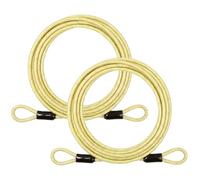 J-TECH DYNAMICS 5mm Security Cable Lock with High Reflective Threads, Flexible Steel Safety Cable for Bicycle Motorcycle Luggage, 4FT 7FT 10FT 15FT Double Loop Design (Yellow-Green, 2pack-7FT)