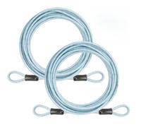 J-TECH DYNAMICS 5mm Security Cable Lock with High Reflective Threads, Flexible Steel Safety Cable for Bicycle Motorcycle Luggage, 4FT 7FT 10FT 15FT Double Loop Design (Light Blue, 2pack-10FT)