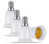 J U H U T O N G E14 to E27 Adapter, Small Screw to Large Screw Convertor, Light Bulb Adapter,Lamp Base Adaptor for LED Bulbs and Incandescent Bulbs and CFL Bulb, 4 Pack