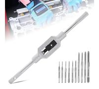 J U H U T O N G Machine Hand Tap Set 10pcs Micro Taps Bit Small Hand Screw Thread Taps M1-M3.5 HSS Mini Metric Plug Tap Adjustable Tap Reamer Wrench Die Tap Wrench