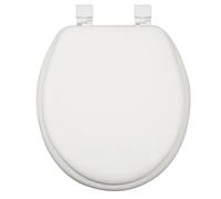 J&V Textiles Soft Round Toilet Seat with Easy Clean & Change Hinge, Padded (White)*