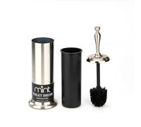J&V TEXTILES Toilet Brush, Toilet Bowl Brush with Extra Long Handle Durable Bristles Toilet Scrubber and Covered Holder for Toilet Brush Set for Bathroom Cleaning (Brushed Satin Nickel)