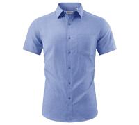J.VER Blue Short Sleeve Shirts Mens Casual Oxford Summer Button Down Shirt