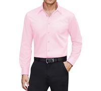 J.VER Casual Shirts for Men UK Stain Shield Long Sleeve Regular Fit Stretch Wrinkle Free Business Casual Working Meeting Dating Shirt Light Pink XL