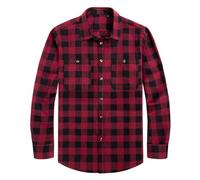 J.VER Flannel Shirt Men Lumberjack Check Long Sleeve Button Down Cotton Winter Work Warm Plaid Casual Shirts with Pocket Burgundy 2XL