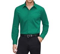 J.VER Formal Shirts for Men Business Casual Long Sleeve Stretch Non Iron Regular Fit Stain Shield Working Meeting Dating Dress Shirt Green 3XL