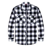 J.VER Men Shirts Flannel Check Lumberjack Long Sleeve Casual Winter Warm Thick Work Button Down Shirt with Pocket Black White 2XL