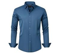 J.VER Mens Blue Shirts Dress Long Sleeve Non Iron Stretch Formal Button Down Shirt for Men Fashion Business Casual Wedding Work L