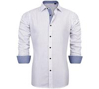 J.Ver Men's Dress Shirts Solid Long Sleeve Stretch Wrinkle-Free Formal Shirt Business Casual Button Down Shirts, White, XXXXL