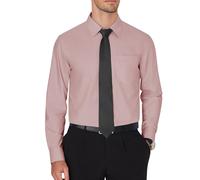 J.VER Men's Dress Shirts Wrinkle Free Long Sleeve Formal Shirt Solid Business Casual Button Down Shirts for Wedding Prom, Dusty Pink, XXL