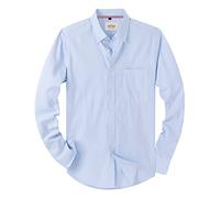 J.VER Mens Shirt Long Sleeve Oxford Button Down Non Iron Business Smart Casual Work Formal Fashion Regular Fit Dress Shirts Blue L