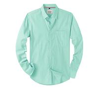 J.VER Mens Shirts Long Sleeve Oxford Button Down Non Iron Fashion Business Smart Casual Work Formal Regular Fit Dress Shirts Green L