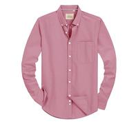 J.VER Shirt for Men Adult Long Sleeve Oxford Button Down Business Smart Casual Work Formal Fashion Regular Fit Dress Shirts Pink L