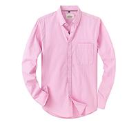 J.VER Shirt for Men Adult Long Sleeve Oxford Button Down Business Smart Casual Work Formal Fashion Regular Fit Dress Shirts Pink L