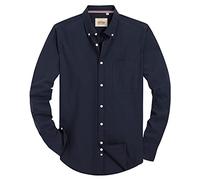 J.VER Shirt for Men Adult Long Sleeve Oxford Button Down Non Iron Business Smart Casual Work Formal Fashion Regular Fit Dress Shirts Blue L