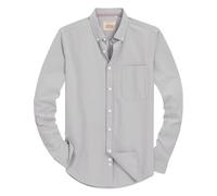 J.VER Shirts for Men Adult Long Sleeve Oxford Button Down Non Iron Business Smart Casual Work Formal Fashion Regular Fit Dress Shirts Grey L