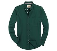 J.VER Shirts for Men Adult Long Sleeve Oxford Button Down Non Iron Business Smart Casual Work Formal Fashion Regular Fit Dress Shirts Green L